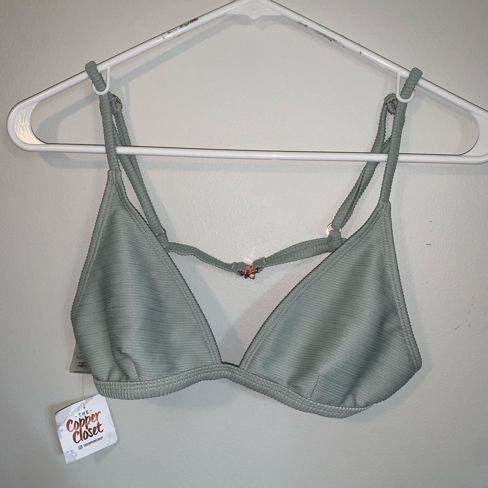 Copper Closet Light Blue Ribbed Bikini Top